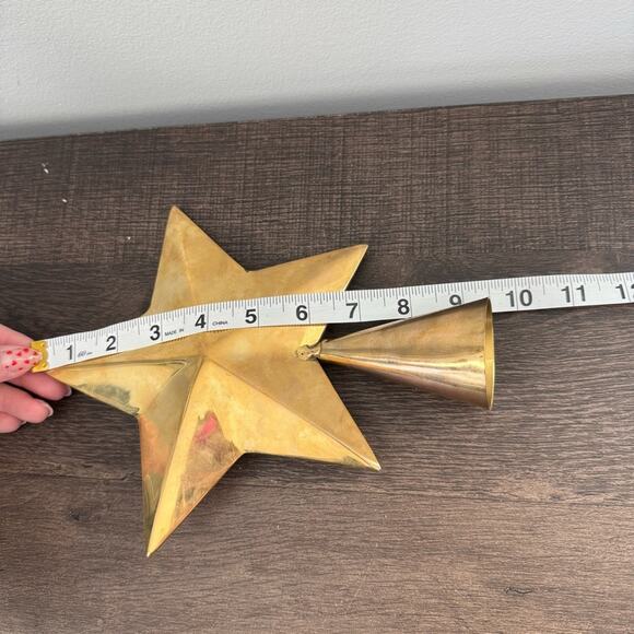 Vintage | Brass Star Christmas Tree Topper India Gold Holiday 5 Pointed Large - Picture 4 of 6